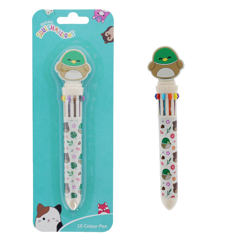 Colorful pen with cartoon character on a blue packaging