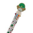 Colorful pen with cartoon character on a white background