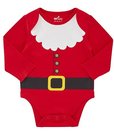red Santa Christmas Baby Bodysuit