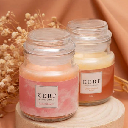 Scented Candle Bubble Jars on a wooden surface.