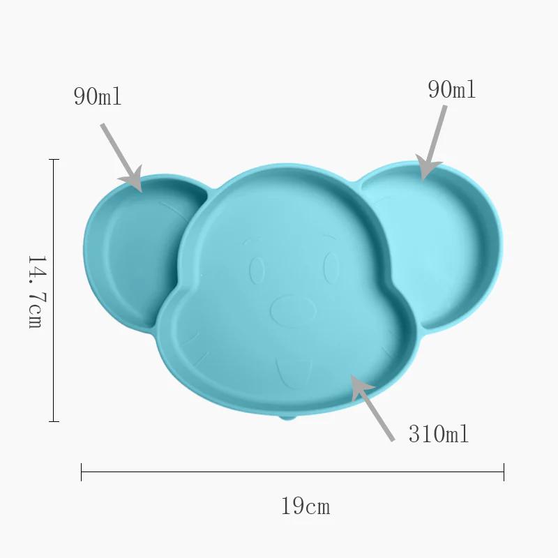 Measurement chart of a blue silicone mold with capacities and dimensions.