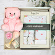Bubba Blue 4-piece newborn set with pink teddy bear and baby items by the baby gift company