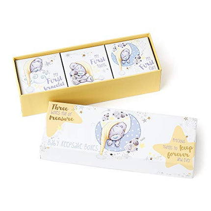 Baby keepsake box set with illustrations of a baby and text on a white background