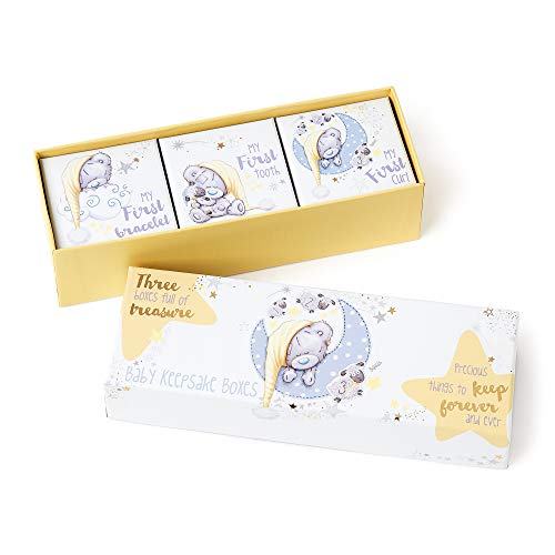 Baby keepsake box set with illustrations of a baby and text on a white background