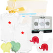 Baby gift set with onesie, bib, and face washers from The Baby Gift Company.