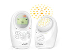 Vtech baby monitor with digital display and starry night light on a white background