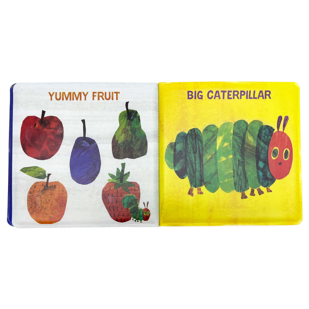 waterproof soft book features colourful pages inspired by Eric Carle's classic story