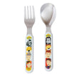 Wiggles Children's fork and spoon set with cartoon characters on a white background