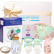 Baby gift set with massage rope, bath salts, and other items from Annabel Trends.