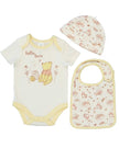 winnie the pooh baby clothing set in white and yellow