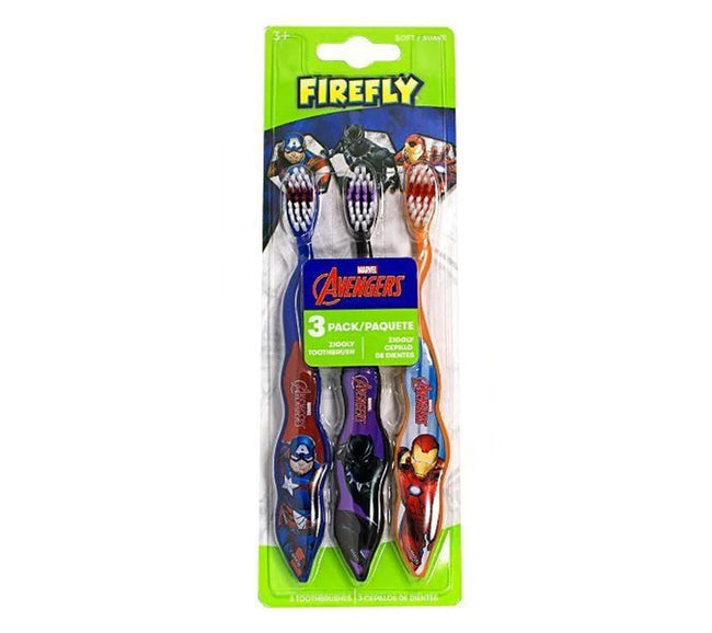 Firefly Marvel Avengers toothbrush 3 pack for children on a white background
