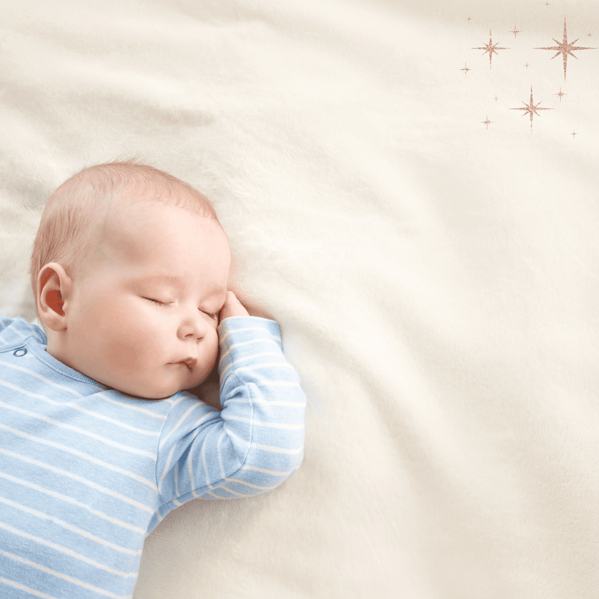 Newborn baby sleeping peacefully on a soft surface with a minimalistic background