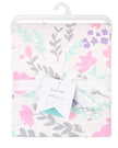 Peanutshell Pink Floral Cotton Baby Nursery Blanket with Soft Velour Back on a white background