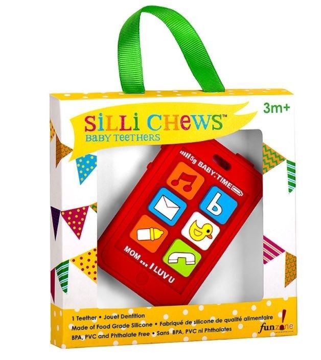 red mobile phone teether baby toy