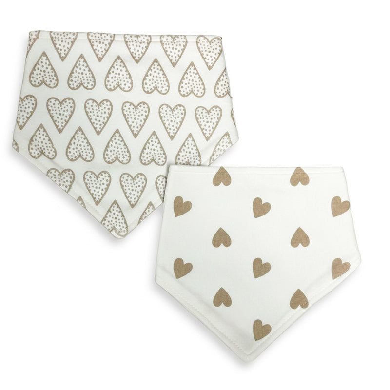 Cotton Bandana Hearts Baby Bib on which background