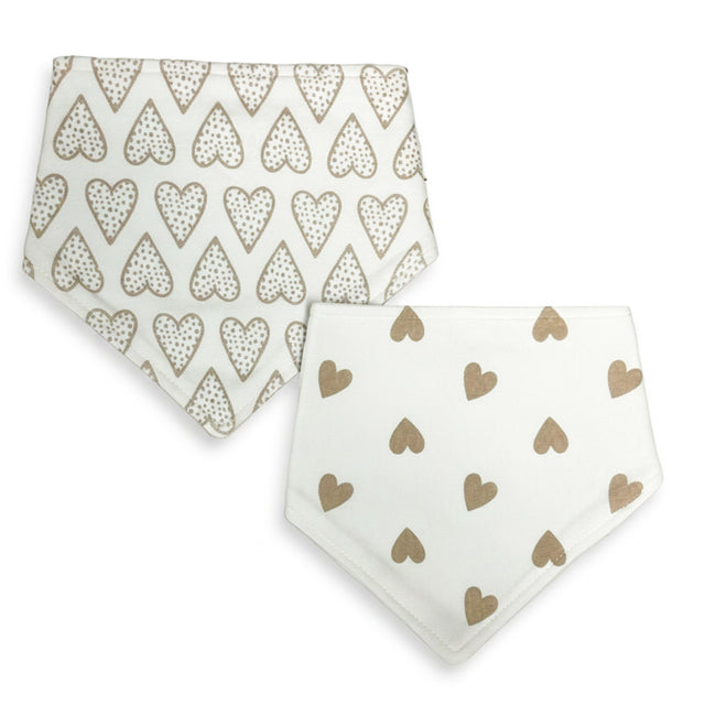 Cotton Bandana Hearts Baby Bib on which background