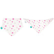 Two baby bibs with bow pattern on a white background