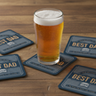 Best Dad drink coasters 5 pack with pint of beer on the table