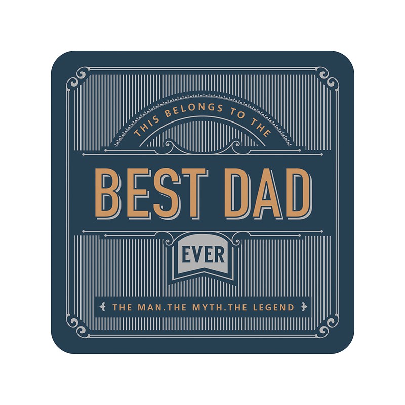Best Dad drink coasters 5 pack with dad-themed designs printed on durable cardboard coasters