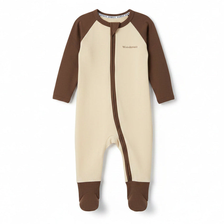 Bonds ivory and brown Zip Wondersuit for babies