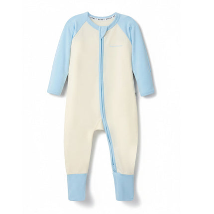 Bonds ivory and light blue Zip Wondersuit for baby boys