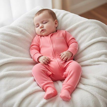 Baby girl wearing soft Australian cotton Bonds jumpsuit