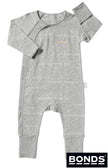 Gray bonds baby romper with text on a white background, featuring the Bonds brand.