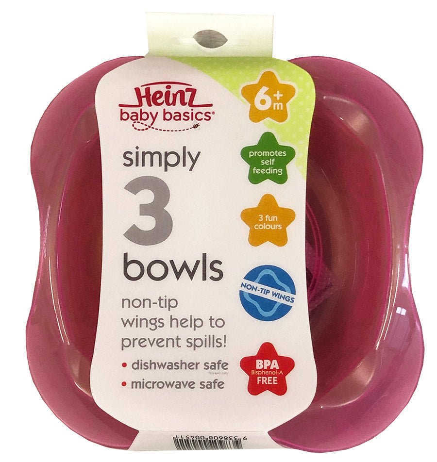 Heinz baby basics 3 bowls packaging on a white background