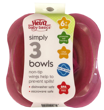 Heinz baby basics 3 bowls packaging on a white background