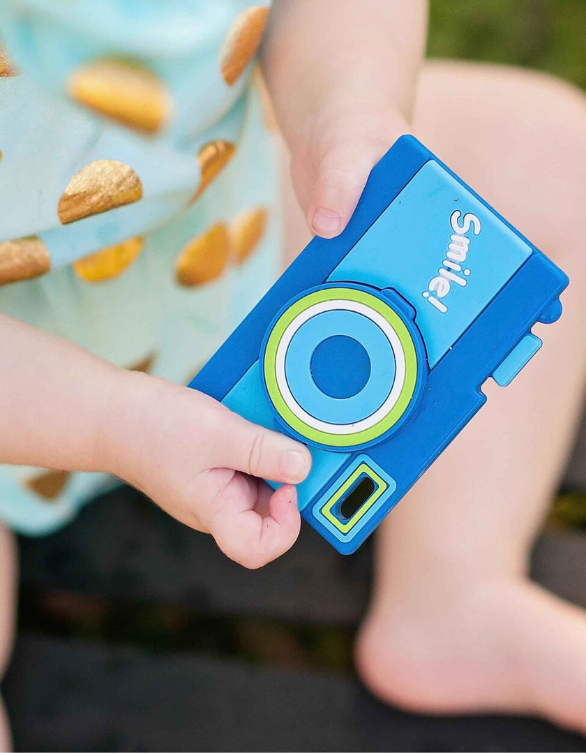 Hand and blue Silicone Camera Teether Toy