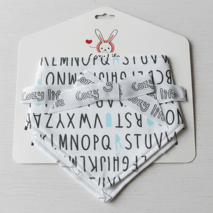 Cotton Bandana Letter Baby Bibs feature stylish alphabet and grey arrow prints