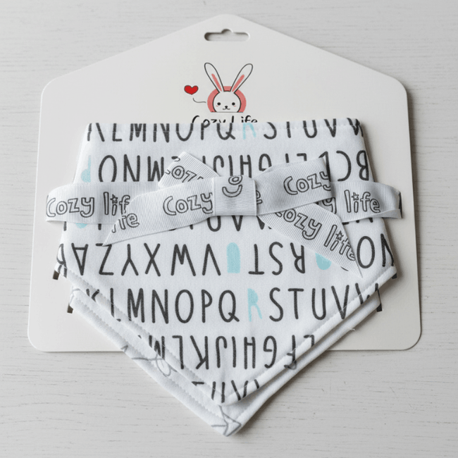 Cotton Bandana Letter Baby Bibs feature stylish alphabet and grey arrow prints