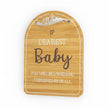 Dearest Baby wooden bamboo wall plaque with floral design and hanging ribbon