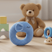 blue elephant toy on floor