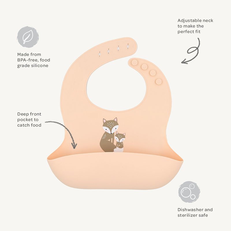 food grade silicone baby bib on a white background