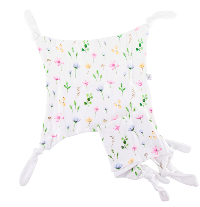 Floral cotton baby comforter set 2 pack by Emotion & Kids branding on a white background