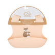 Blush colour food grade silicone baby bib on a white background