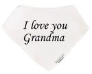 White bandana with 'I love you Grandma' text on a white background