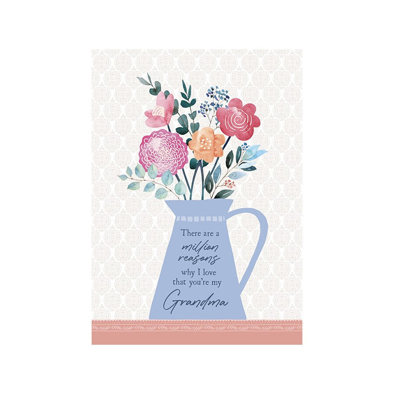 Grandma microfibre tea towel with floral pot design and sentimental message