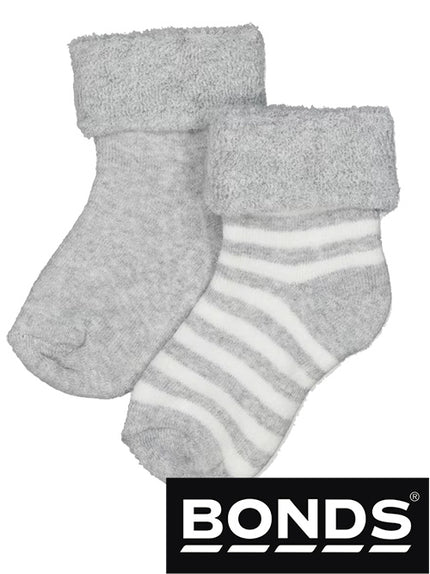 Bonds Baby Grey Wonder Socks - 2 pack