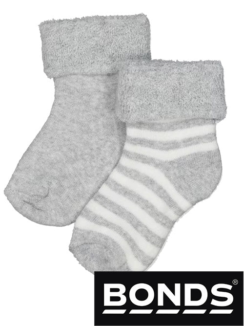 Bonds Baby Grey Wonder Socks - 2 pack