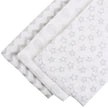 Grey and white 3-piece muslin wraps set on a table surface