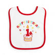 Happy Birthday Baby Bib on white background