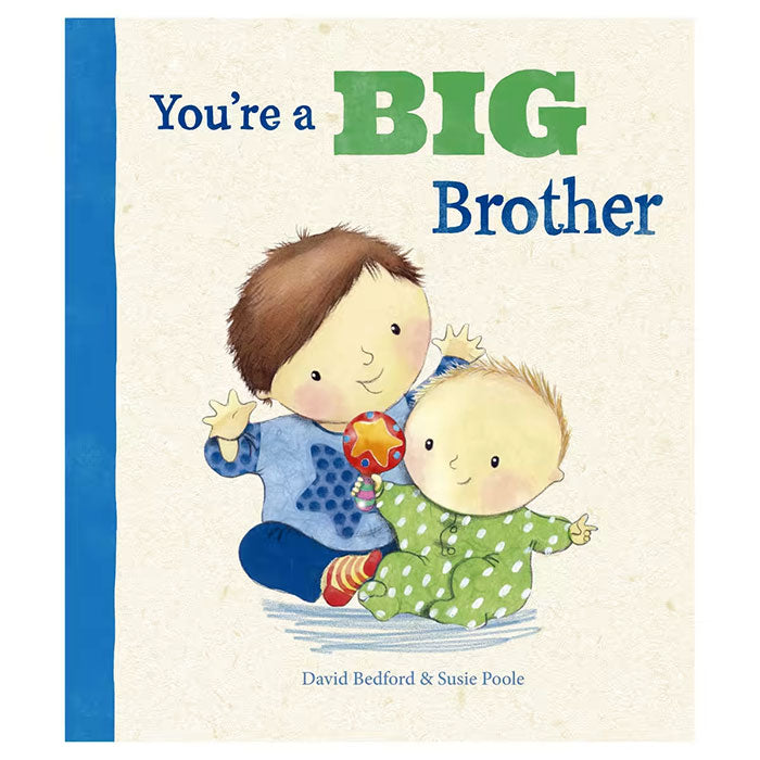 Book cover of 'You're a Big Brother' with illustrations of two boys and text.