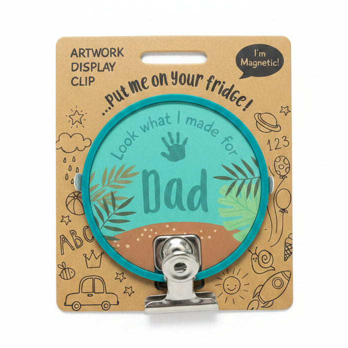 Kids Artwork Clip for Dad magnetic fridge artwork holder with clip and green circular design