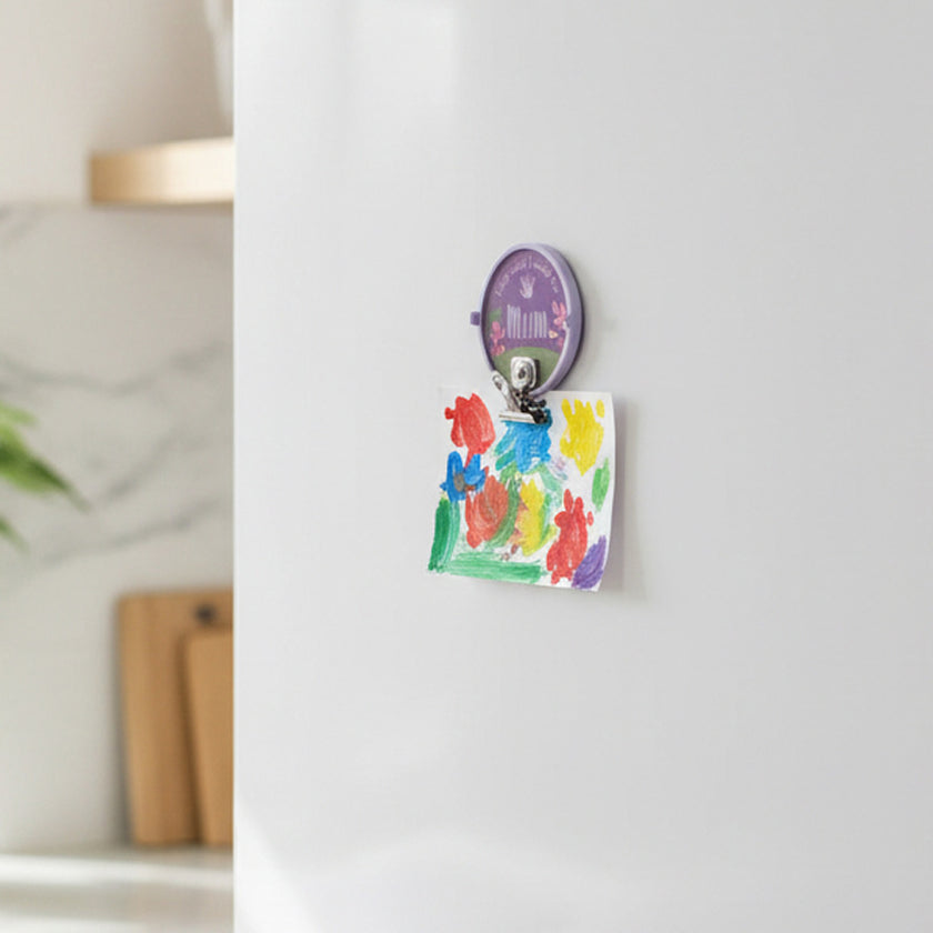 Mum fridge artwork clip with painting on fridge
