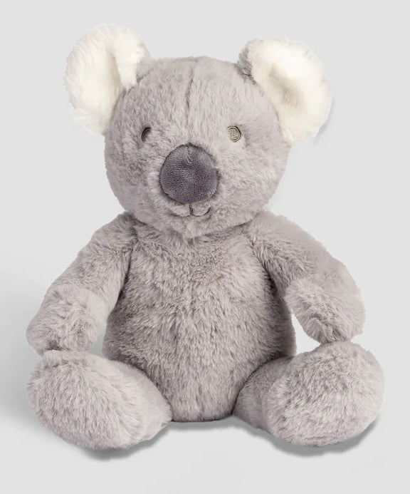 Plush toy koala on a light gray background