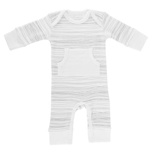 Striped baby romper on a white background