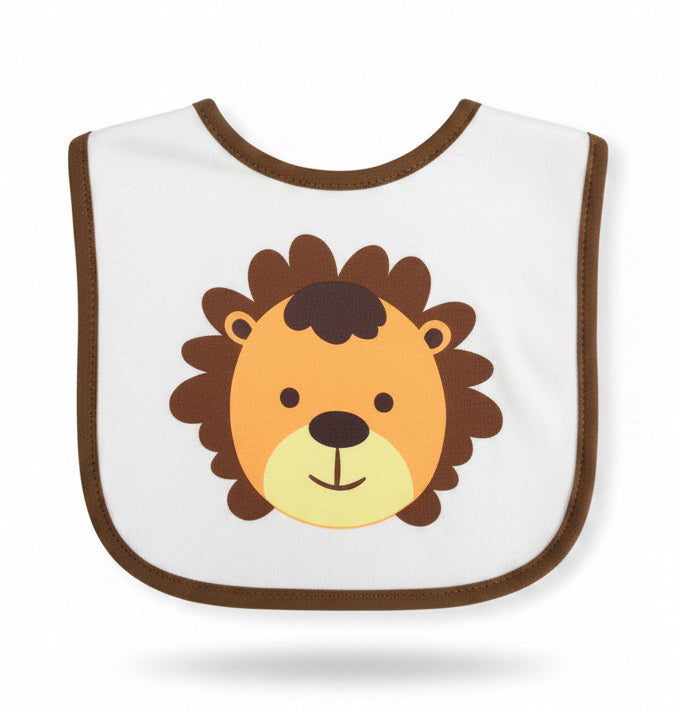 Lion Cotton Interlock Baby Bib on a white background