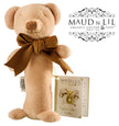 Beige plush toy with a brown bow and Maud n Lil branding on a white background